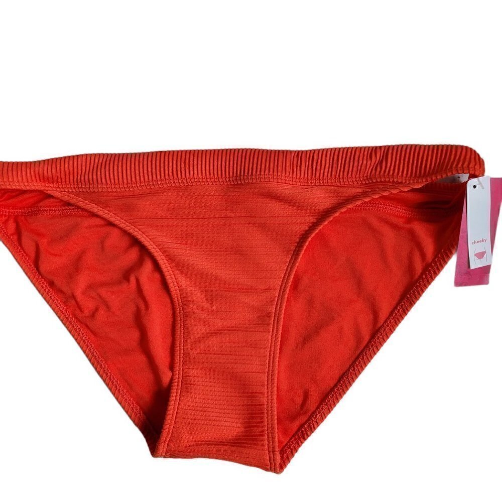 Xhilaration Cheeky Red Ribbed Swim Bottom